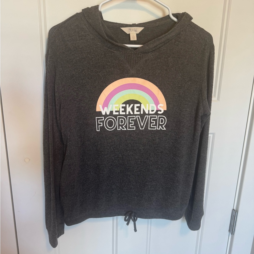 Kids Rainbow Graphic Hoodie - Gray